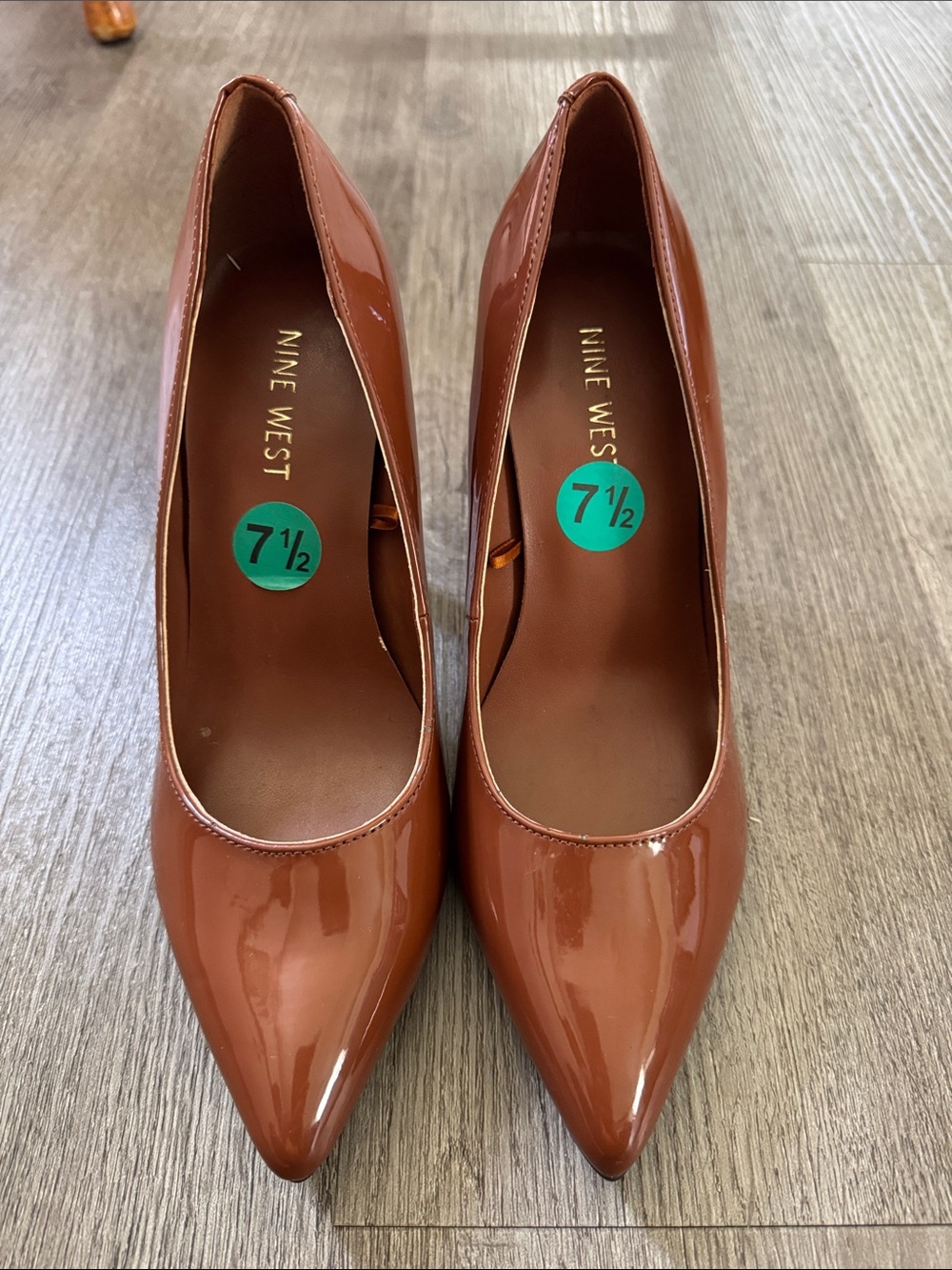 Nine West Glossy Chocolate Patent Pointed-Toe Pumps
